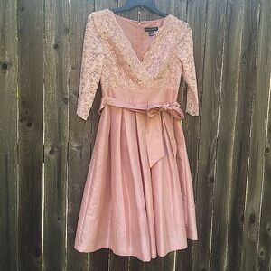Jessica Howard Lace Sequin Taffeta Dusty Pink Dress